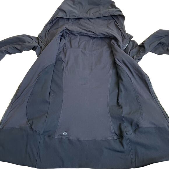 Lululemon Sz 4 In Flux Jacket Black Hooded Track Jacket Fitted Running Active - Picture 10 of 16